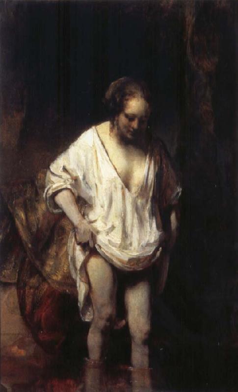 REMBRANDT Harmenszoon van Rijn Woman Bathing in a Stream oil painting image